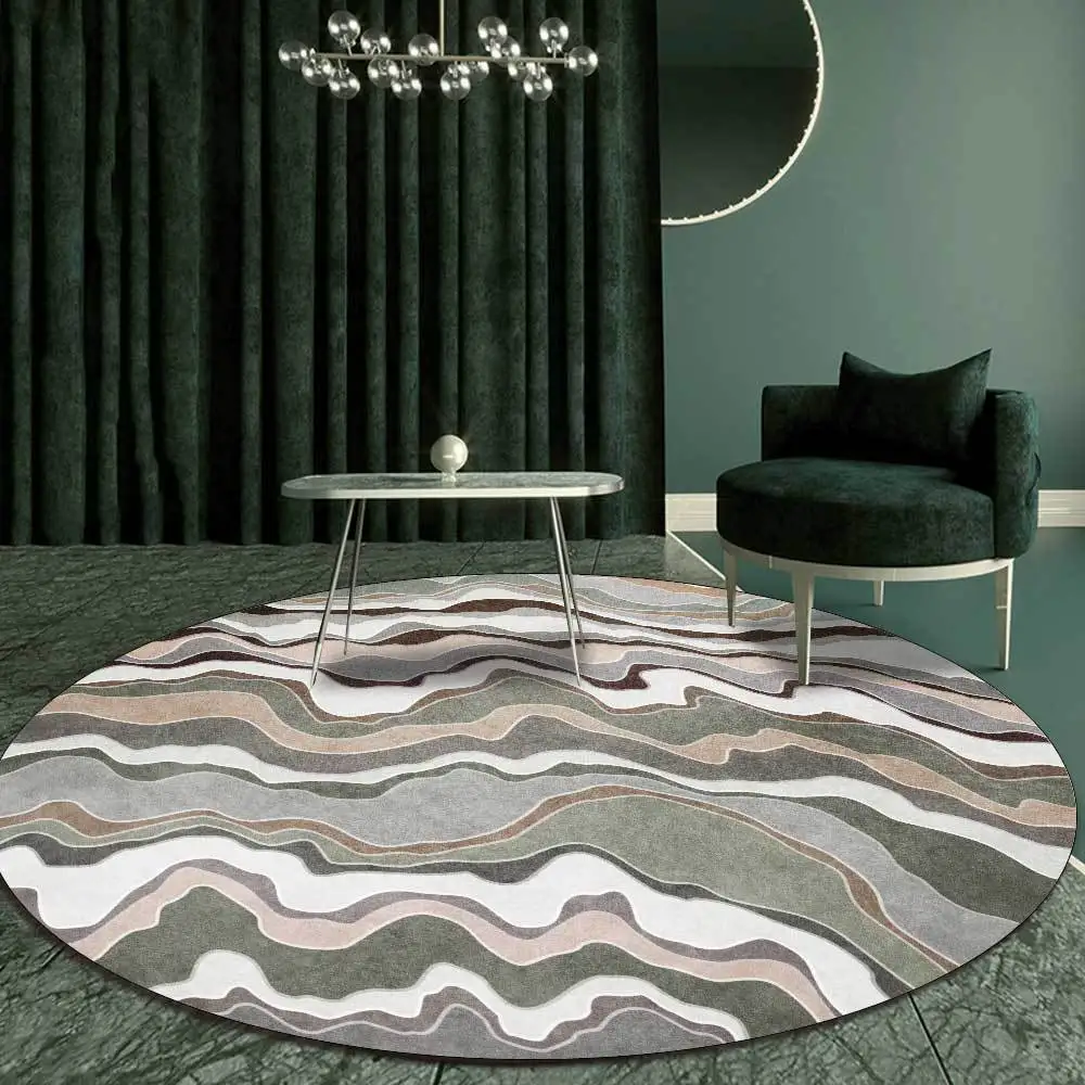 

Fashion modern green abstract curve bar living room bedroom hanging basket chair round floor mat carpet