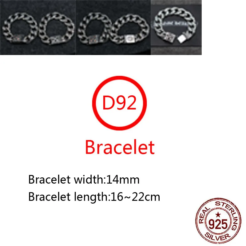 

D92 S925 sterling silver bracelet fashion hair stylist hip hop accessories cross flower letter punk shape gift for lover