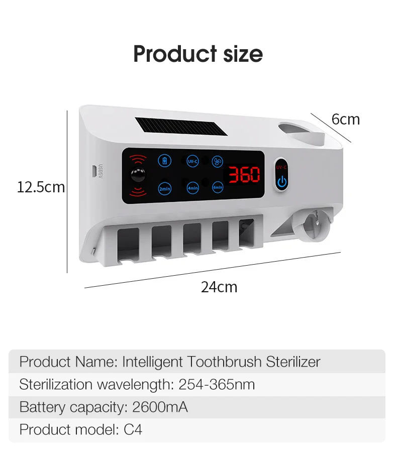 

UV Sterilizer Toothbrush Holder Solar Energy Automatic Toothpaste Squeezers Dispenser Wall-mounted Bathroom Accessories