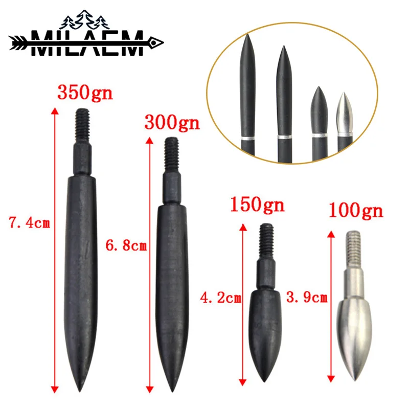 12 шт. стрел и для стрельбы из лука под полевых очков 100/150/200/250/300/350 зерна пункты