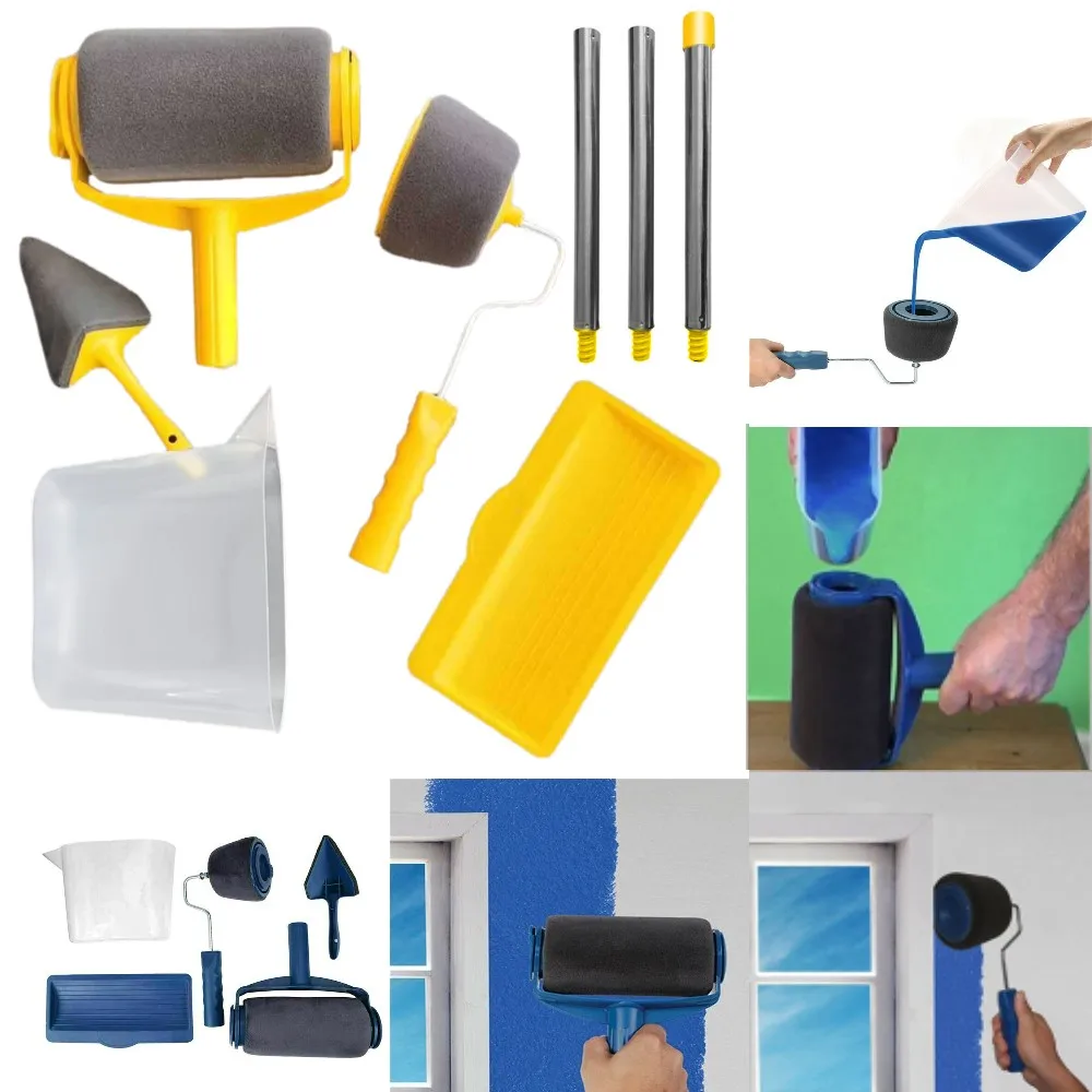 

8pc/set Multifunctional Wall Decorative Paint Roller Corner Brush Handle Tool DIY Household Easy to Operate Painting Brushes Kit