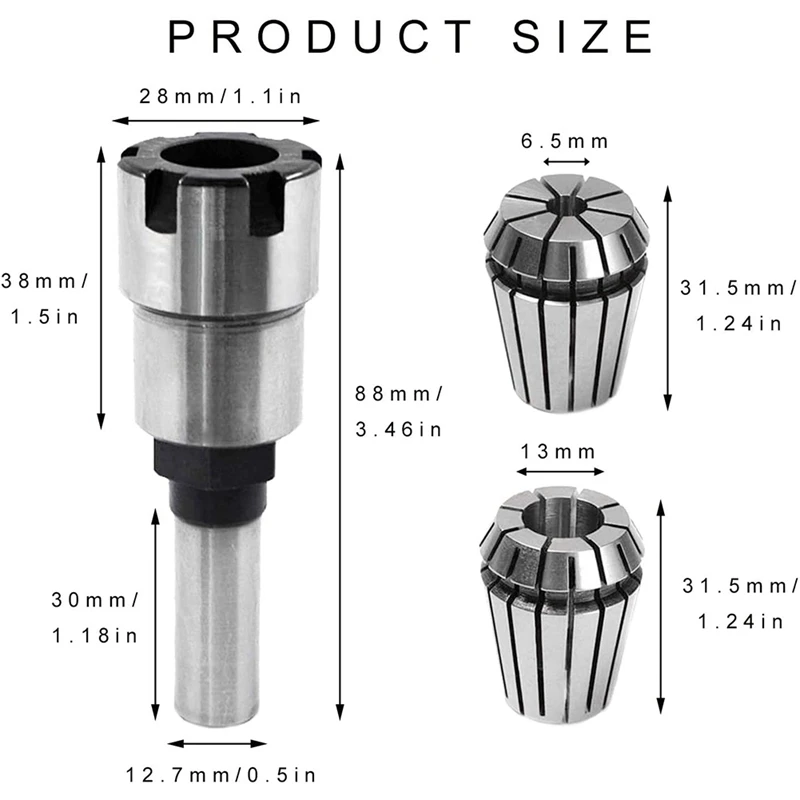 

1/2 Inch Shank Router Collet Extension Chuck Converter Adapter,Woodworking Milling Rod Chuck Holder Extender Bit