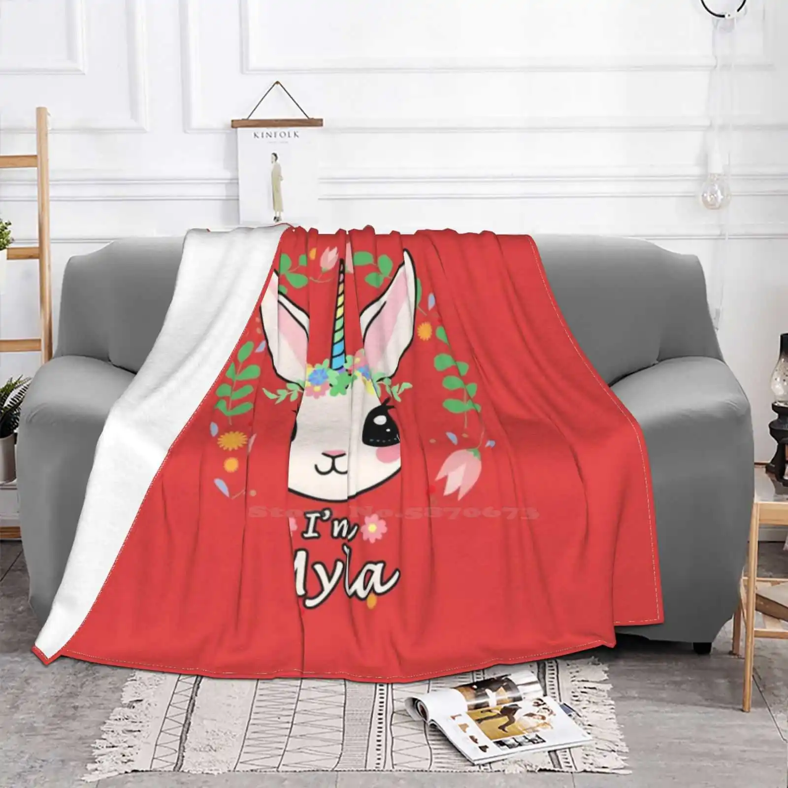 Мягкое теплое одеяло в виде кролика из м/ф я Единорог | Дом и сад