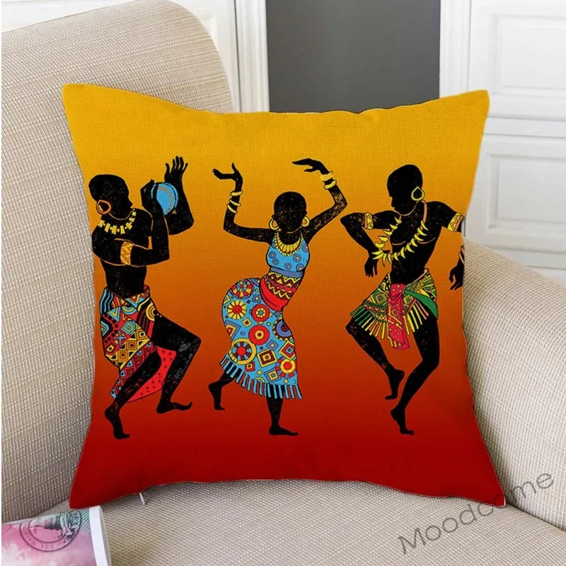 Абстрактная африканская танцевальная женская дизайнерская подушка для дивана с