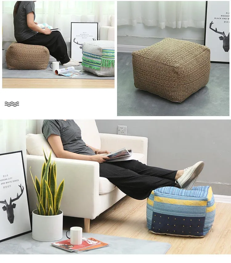 

Moroccan Ottoman Sofa Cover Square Pouffe For Living Room Home Decor Footrest Cover Beanbag Sofa Cover No Filling Tatami Chair
