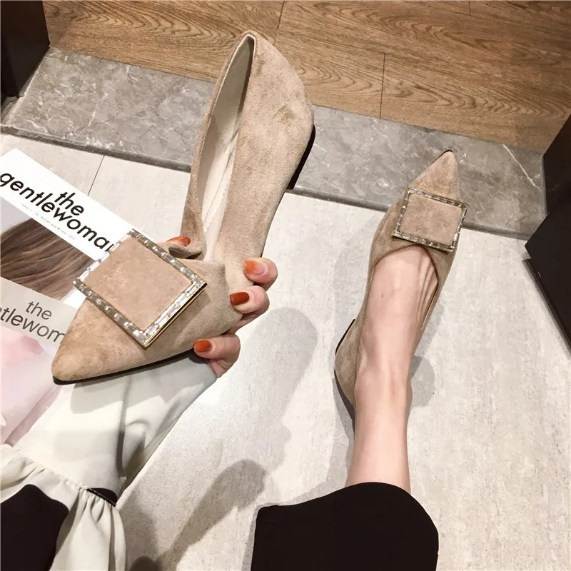 

Casual Woman Shoe Shallow Mouth Modis Soft Autumn Elegant Female Footwear All-Match Pointed Toe 2021 New Fall Dress Leisure Lace
