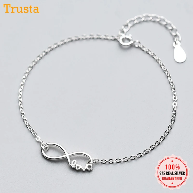 Браслеты на ногу из серебра 100% пробы Trusta DS1411 женские изящные модные ювелирные