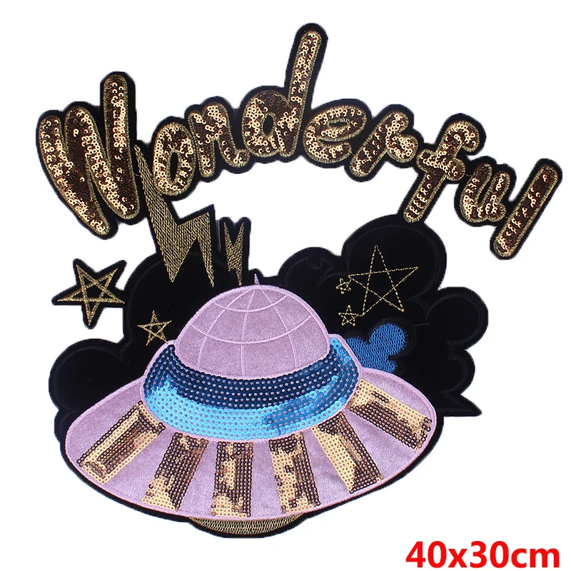 DIY Felt Fabric Bear Patches Large Size Embroidered Sewing On Patch For Clothing Jacket Cartoon Wonderful UFO Applique Decor | Дом и сад