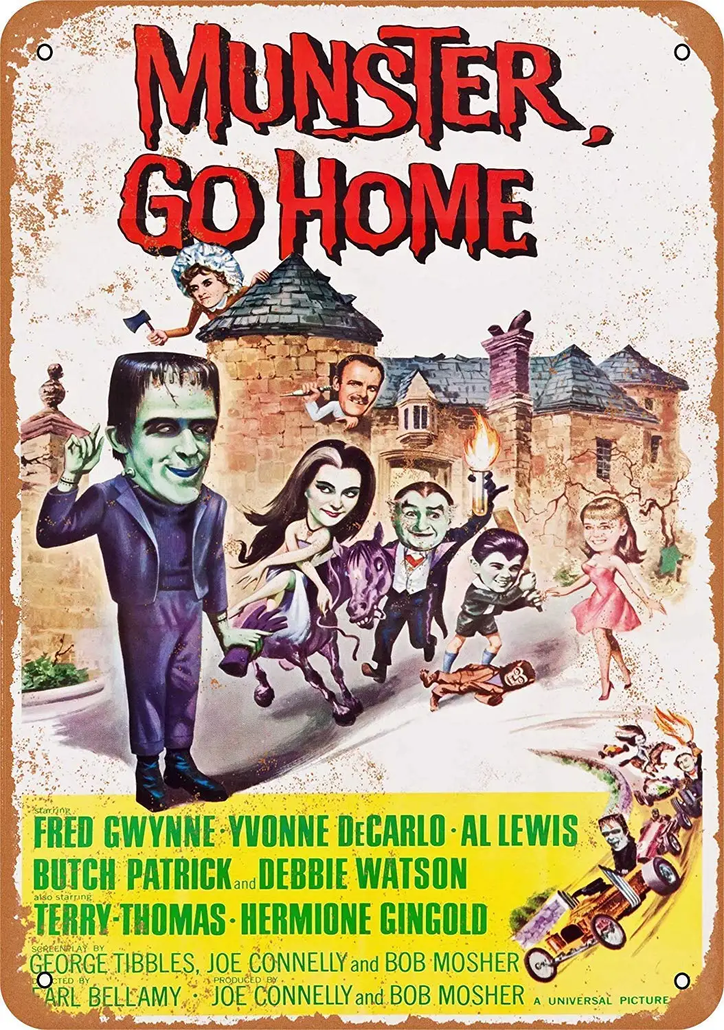 

Isaric Tin Sign 1966 Munster Go Home Movie - Vintage Metal Sign 8 x 12 Inches