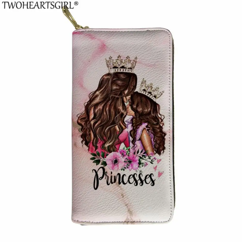 

Twoheartsgirl Cute Super Mom Print Wallet for Women Leather Mama Princess Purse Female Clutch Money Bag Long Credit Card Holde