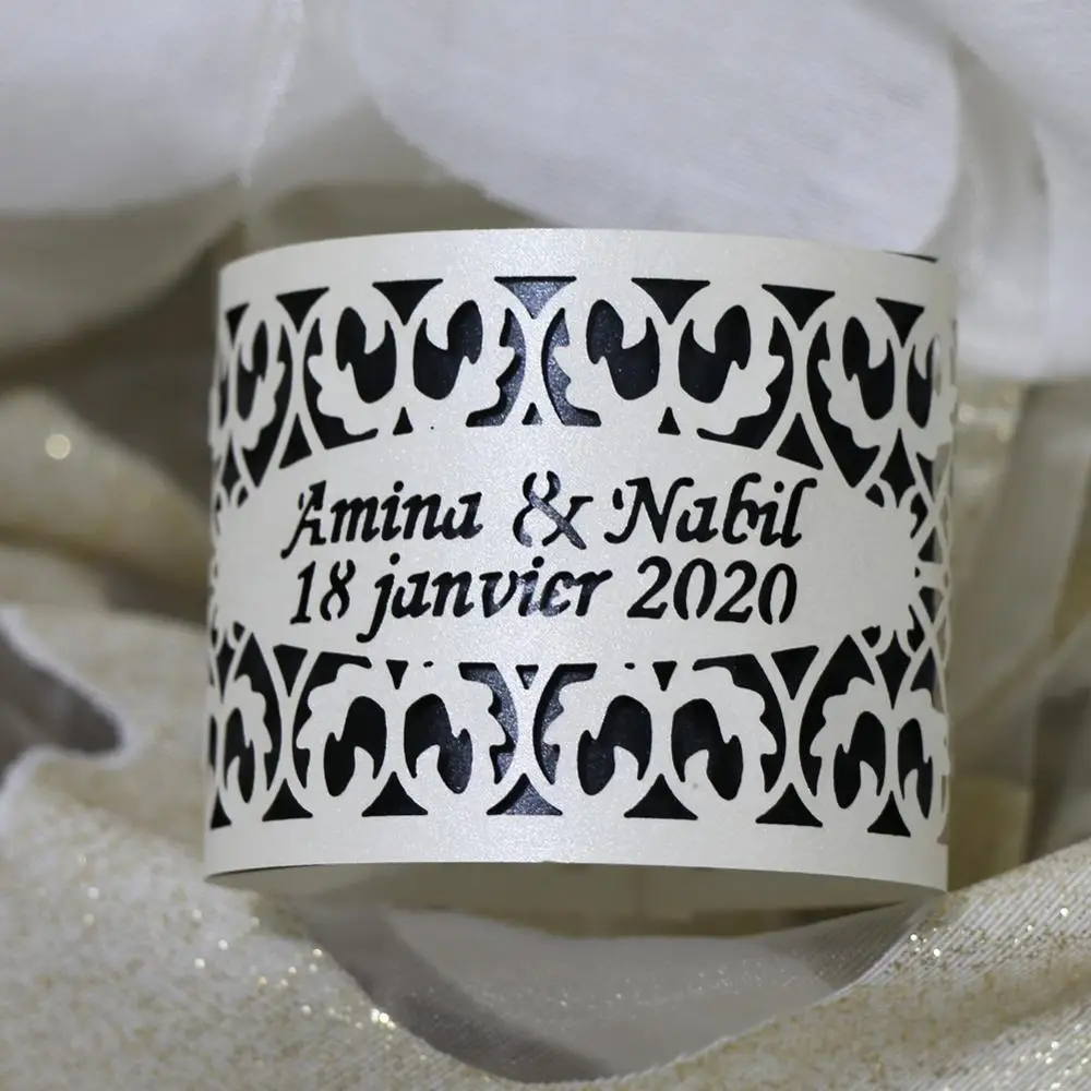 100 шт./лот металлическое бумажное кольцо для салфетки держатель на заказ слово