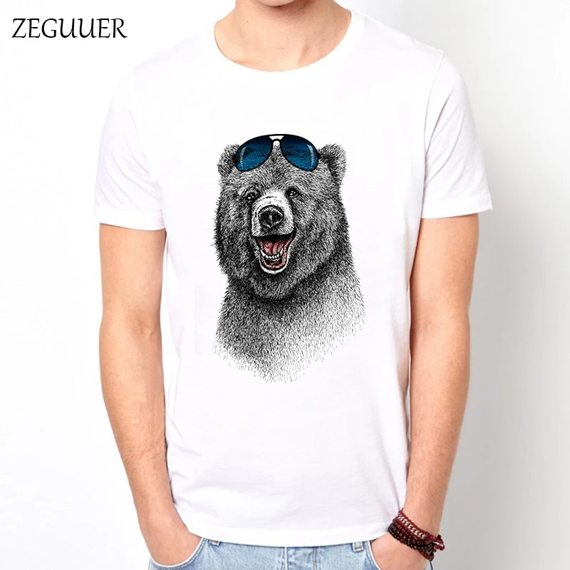 Милая Мужская футболка с рисунком сердца медведя животных уличная мода принт