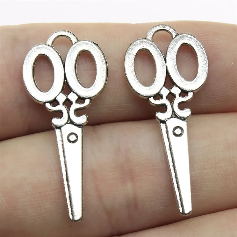 

WYSIWYG 10pcs 34x15mm Scissors Charms Pendant For Jewelry Making Antique Silver Color Alloy Charms
