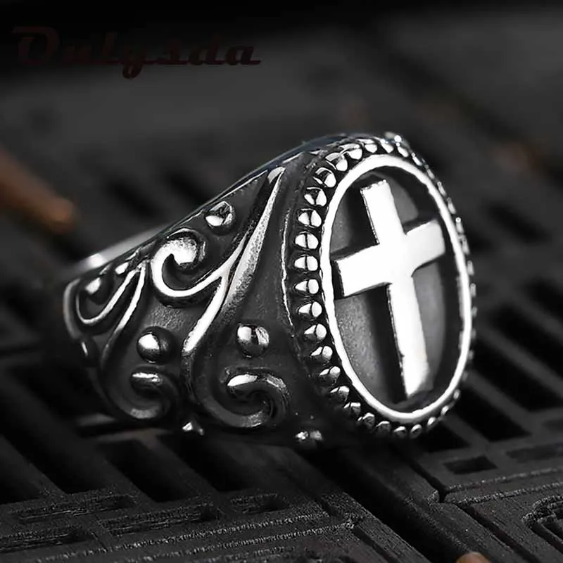 

Goth Cross Ring Men Rings Punk Hip Hop for Boyfriend Male Stainless Steel Jewelry Creativity Lucky Gift Wholesale