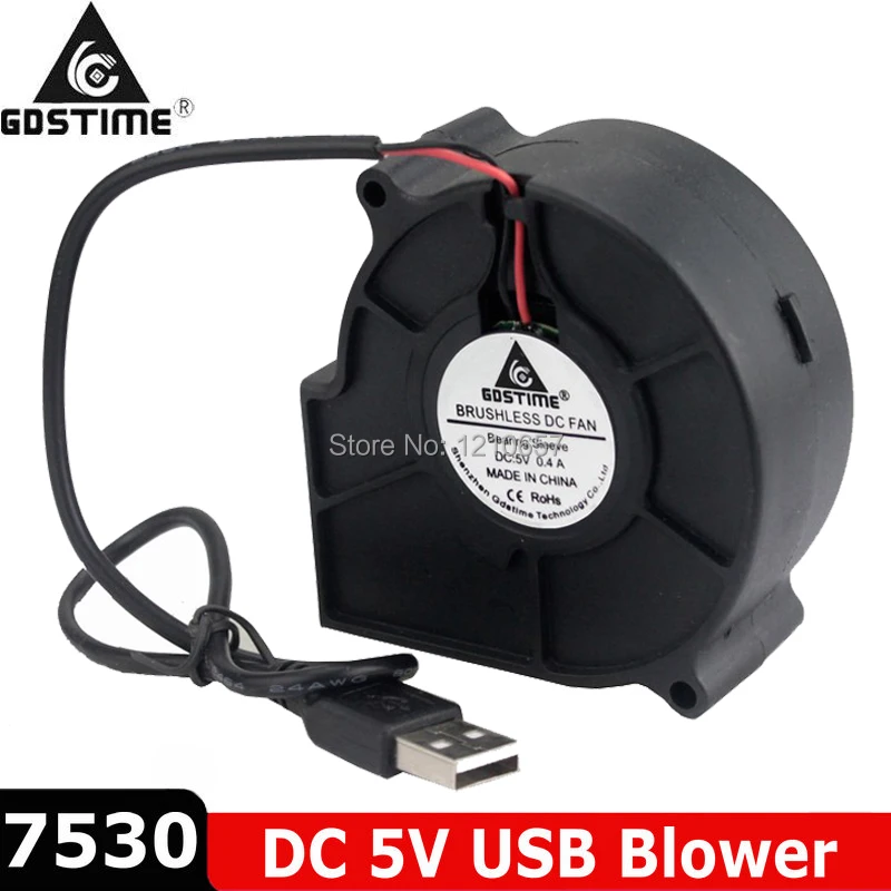 2 шт Лот DC 5 в USB 75 мм 75x30 мм 7530 7 см 70 мм воздушный поток охлаждающий вентилятор
