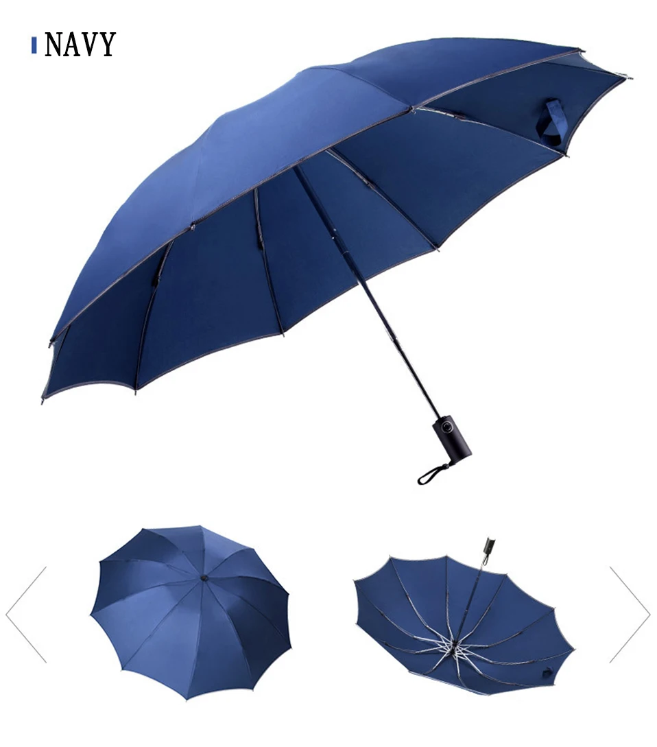 Miglior Ombrello Automatico Ombrello Da Lavoro Pieghevole Inverso Con Strisce Riflettenti Ombrelli Pioggia Per Uomo Donna Parasole Antivento Maschile