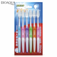bioaqua 6pcs pack double ultra soft toothbrush set bamboo charcoal oral cleaning care antibacterial nano tooth brush white heads