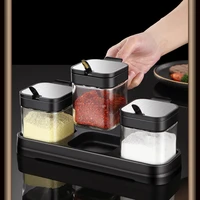 3pcsset with spoon storage tank set practical kitchen spice box simple spice jar set spice msgsalt pepper storage box