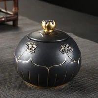 tea pot ceramic large airtight pot household hand painted gold tea storage pot living room coffee table decoration accessories