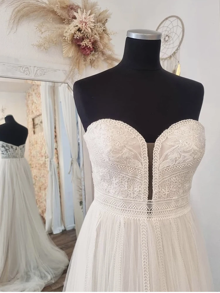 

Женское свадебное платье без бретелек MNGRL, белое кружевное платье без рукавов со шлейфом и цветочным рисунком