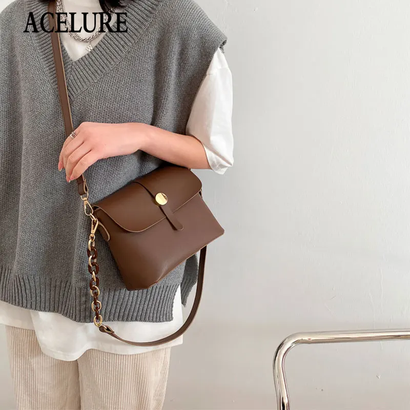 

ACELURE Bow Decor Small Shoulder Crossbody Bags for Women Simple Style Messenger Bags Female All-match Wallet Purse Handbags