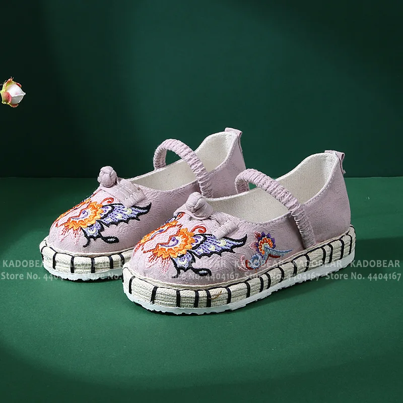 Детские холщовые туфли ручной работы с вышивкой для мальчиков и девочек