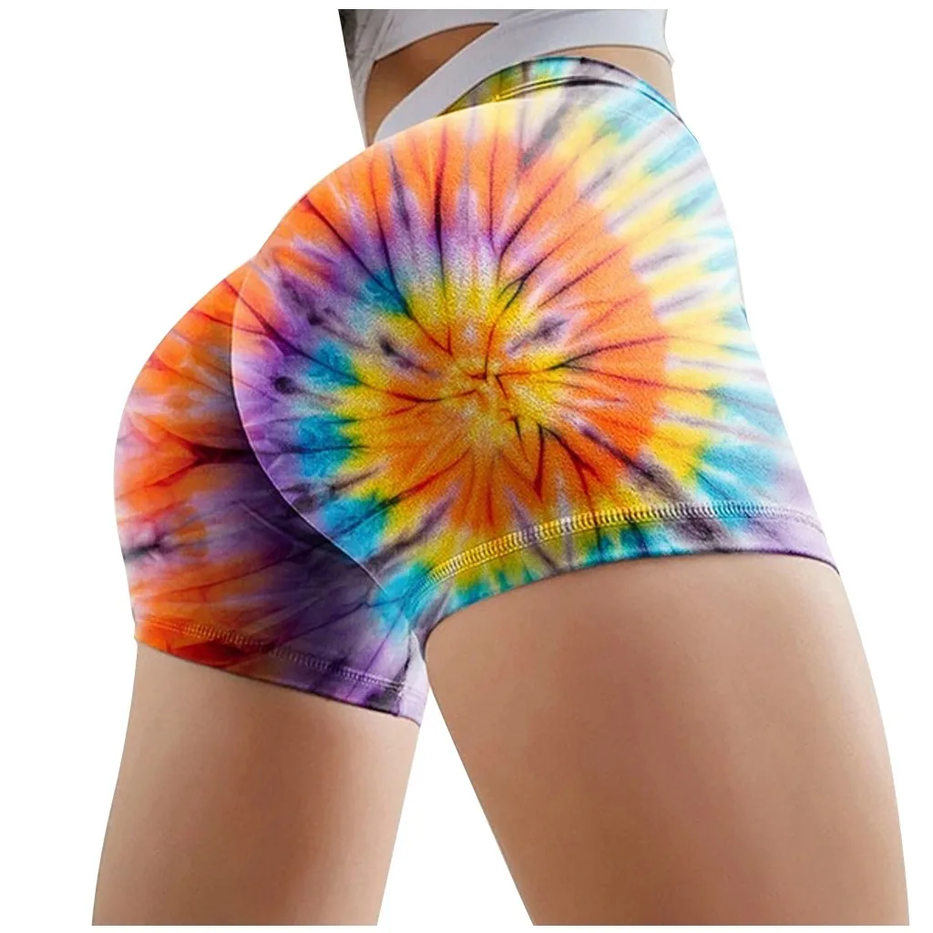 Женские шорты с высокой талией женские галстуком краской байкерские спортивные