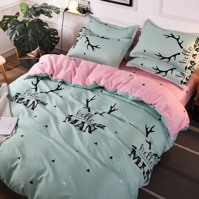 

Stripes Flowers Printed Bed Cover Set Kids Duvet Cover Adult Child Bed Sheets and Pillowcases Comforter Bedding Set