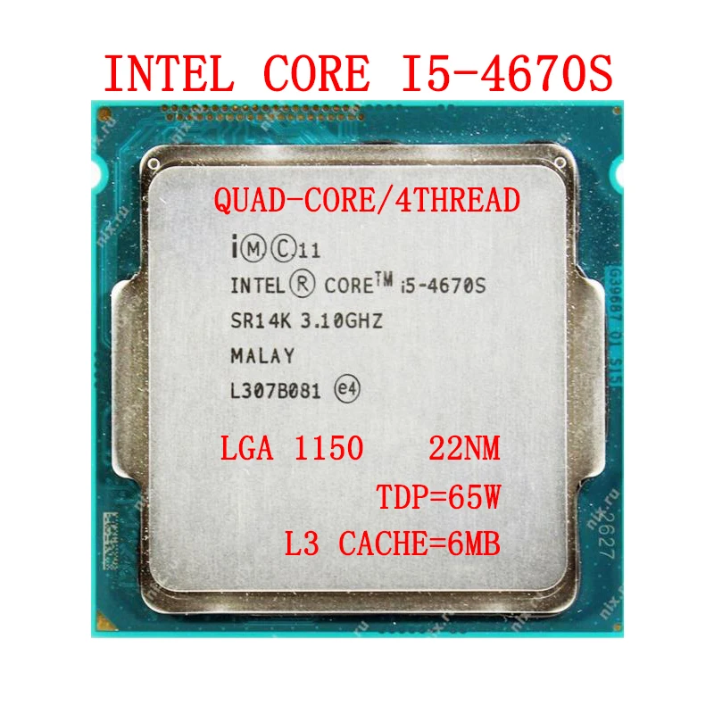 

Intel Core i5-4670S i5 4670S Processor Quad-Core 3.1GHz 6MB 65W LGA1150 Desktop CPU