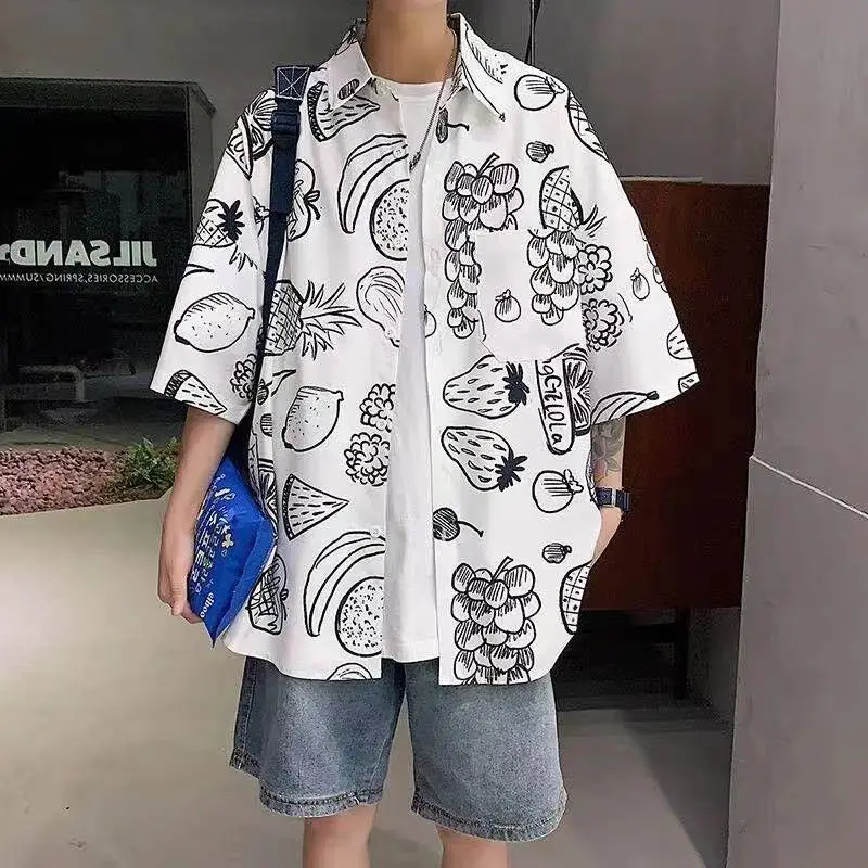 Men's Shirts Casual vantage summer Button up Wild Shirts Printed Short-sleeve Blouses Tops