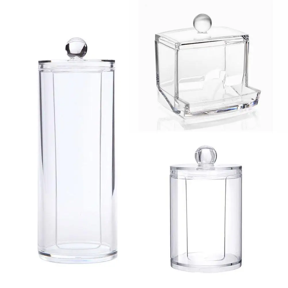 

1pc Acrylic Multifunctional Cosmetic Makeup Cotton Pad Organizer Box Jewelry Storage Box Holder Round Transparent Container