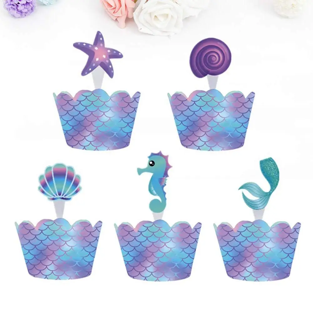 Вечерние принадлежности в виде Русалочки морская звезда водоросли кексы обертка