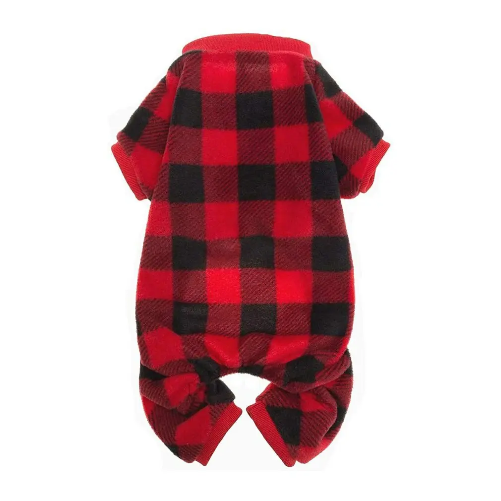 

Pet Pajamas For Dogs Red Plaid Sweaters Warm And Cozy Soft Clothes Polyester Pajamas For Dogs Pet Supplies