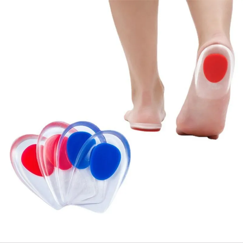 

1pair Soft Silicone Gel Insoles for heel spurs pain Foot cushion Foot Massager Care Half Heel Insole Pad Height Increase