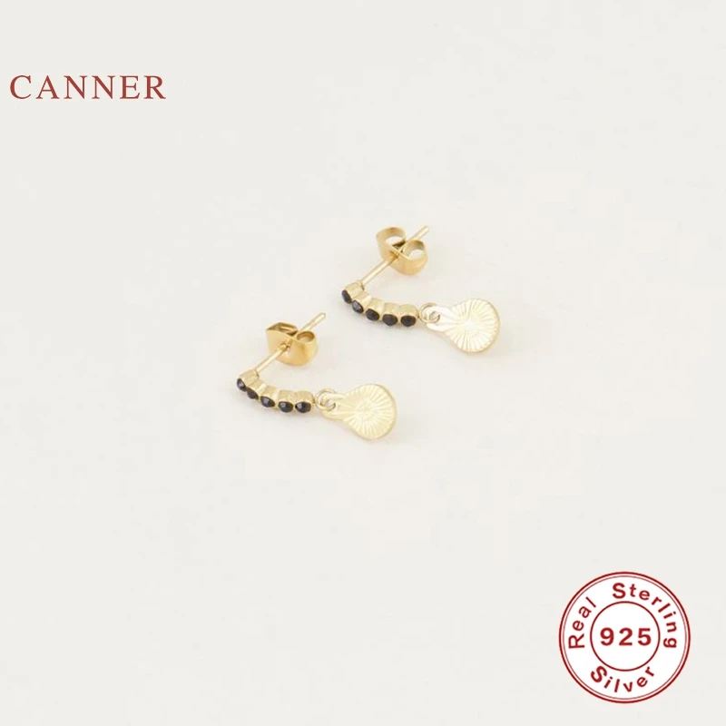 Женские серьги-гвоздики из серебра 925 пробы с черными бриллиантами | Украшения и