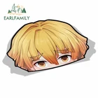 Виниловая наклейка EARLFAMILY, 13 см х 8 см для Zenitsu Agatsuma Demon Slayer Peeker, аниме, Виниловая наклейка на окно JDM наклейка на багажник