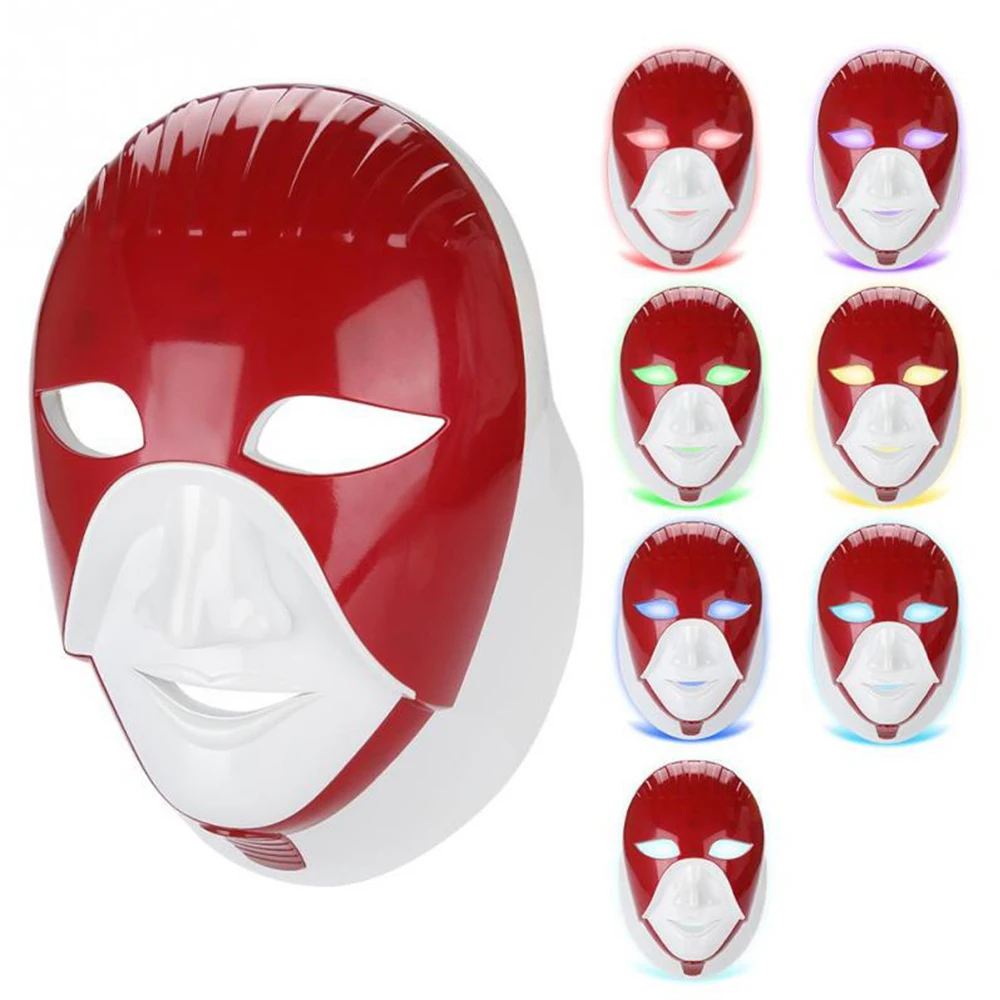 Facial Rejuvenation Beauty Device Rechargeable 7 Colors Led Mask Lifting Anti Acne Neck Wrinkle LED Photon Therapy | Красота и