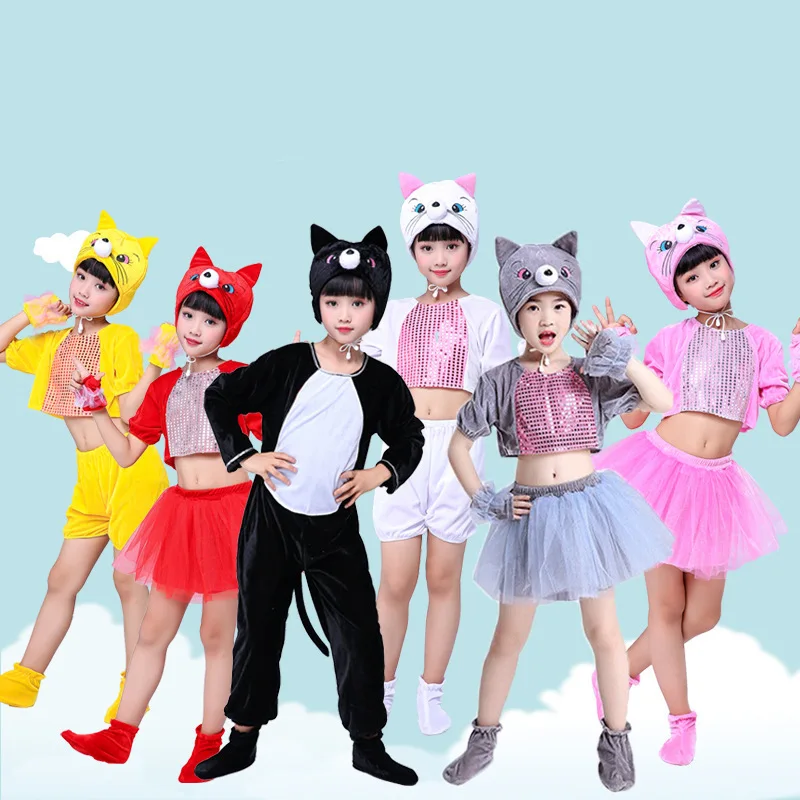 Милый костюм кошки на день детей косплей-костюм с животными Хэллоуин для - купить
