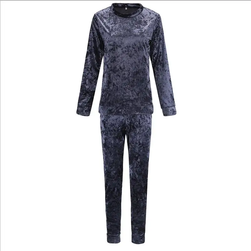 dark gray 3XL 7 цветов Бархатный спортивный костюм женский костюм Бархатный комплект топ с длинными рукавами+ брюки велюровый спортивный костюм наборы для женский спортивный костюм - Цвет: dark gray