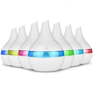 Электрический ультразвуковой увлажнитель воздуха, 300 мл, USB, аромадиффузор, эфирное масло, ароматерапия, дерево, холодный туман, светодиодный светильник для дома