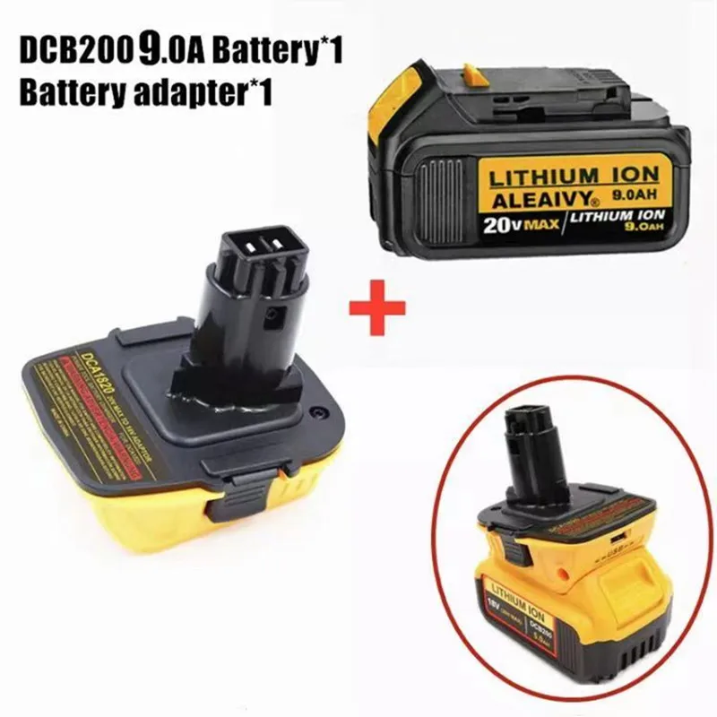 

DeWalt 18V 9.0Ah DCB200 Replacement Battery for DeWalt 18v/20vMAX XR Power Tools Li-ion Battery with Charger + Battery Adapter