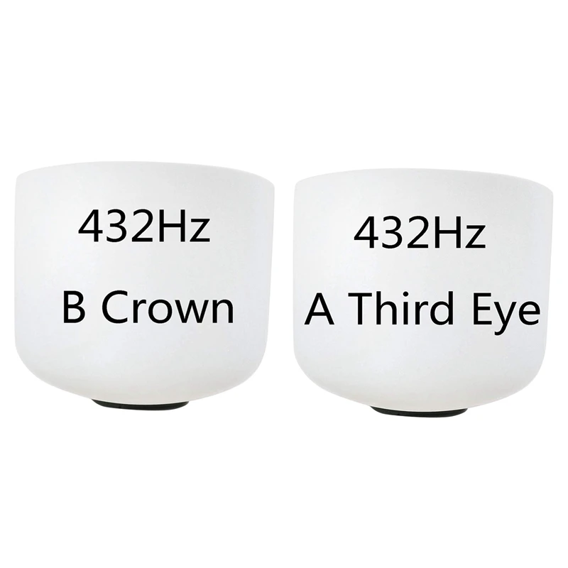 

2 Pcs 8 Inch 432Hz Singing Bowl Perfect Sound Note Chakra Frosted Quartz Crystal Meditation B Crown & a Third-Eye