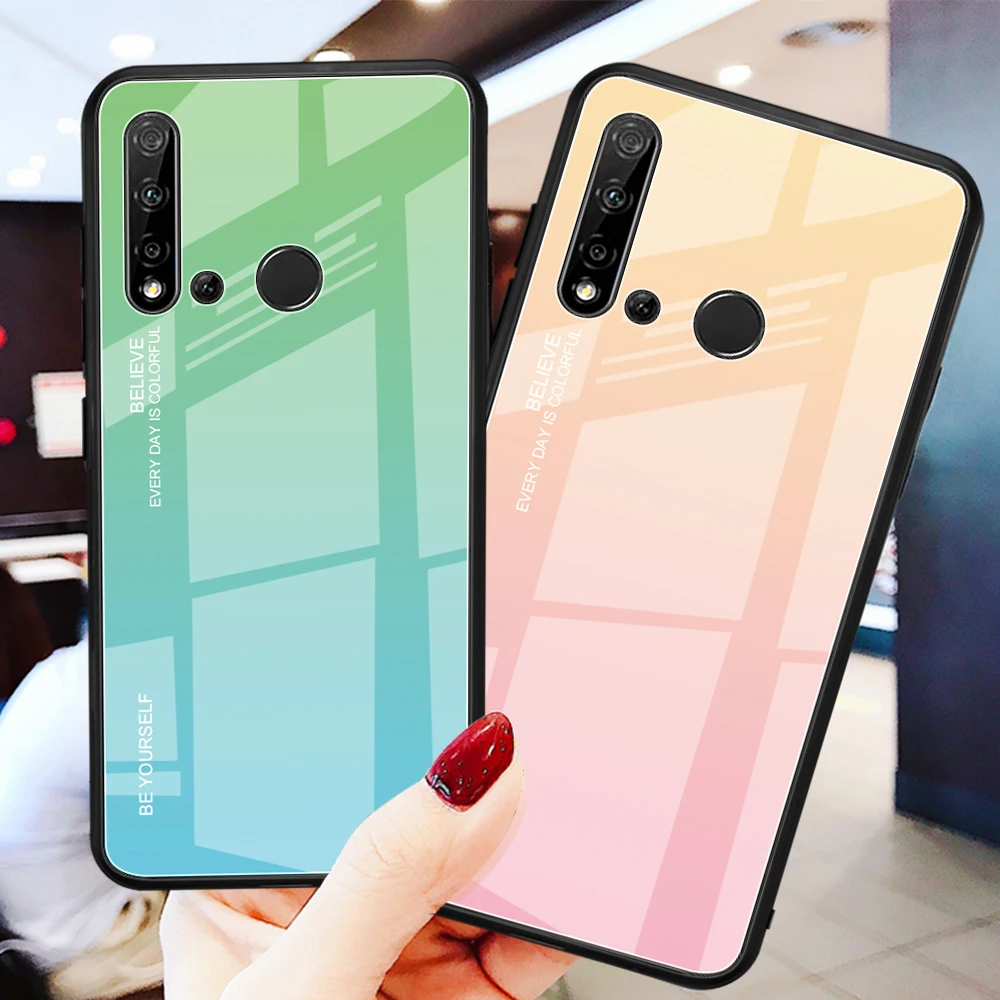 Чехол из закаленного стекла с градиентом для huawei P20 Lite Pro задняя крышка телефона |