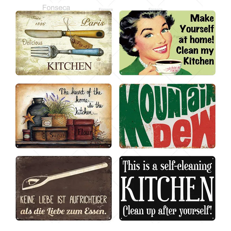 

Kitchen Metal Signs Plaque Metal Vintage Tin Signs Retro Kitchen Signs House Home Dining Room Wall Decor Metal Signs
