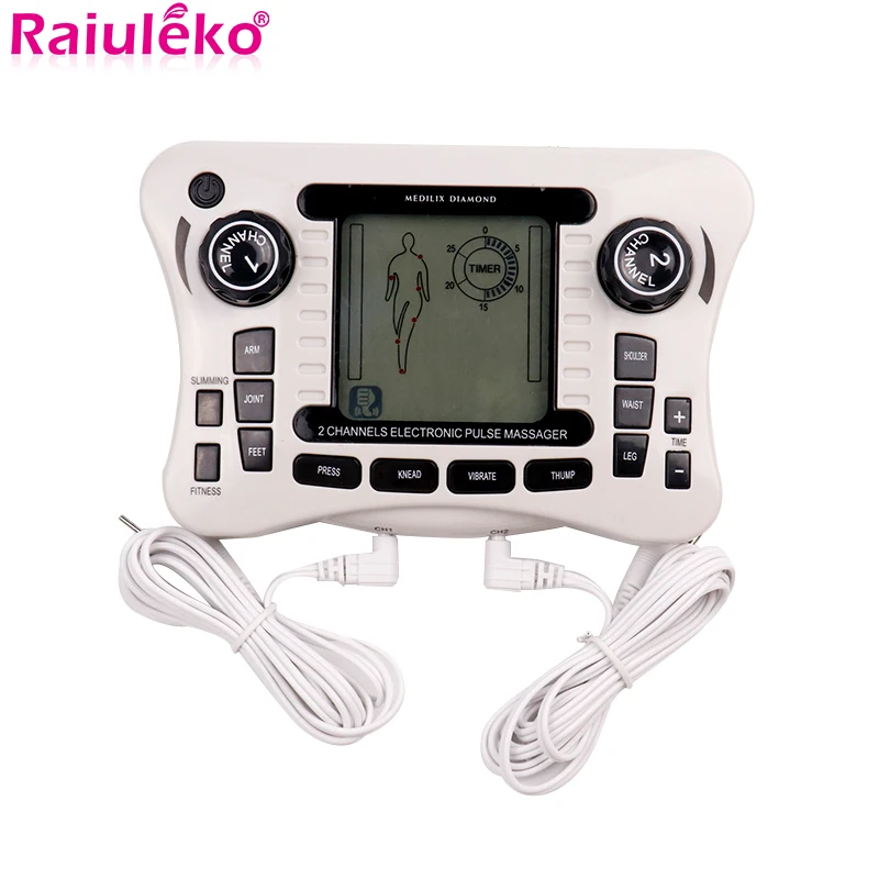 

Electrical Pulse Tens Acupuncture Therapy Massager Dual Channel Digital EMS Muscle Stimulator 12 Modes Relax Massage Machine