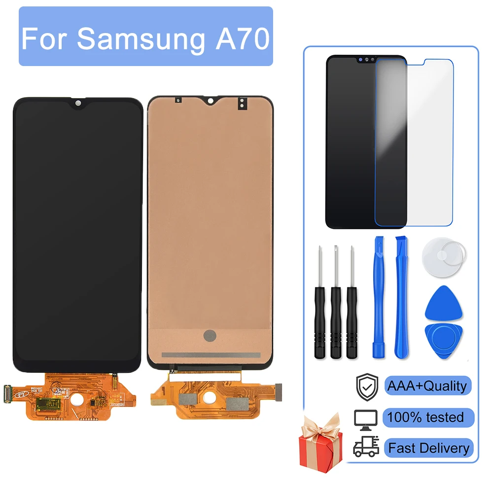 

AAA +++ LCD For Samsung Galaxy A70 A705 A705F SM-A705MN Screen With Frame No Dead Pixel Display Touch Screen Digitizer Assembly