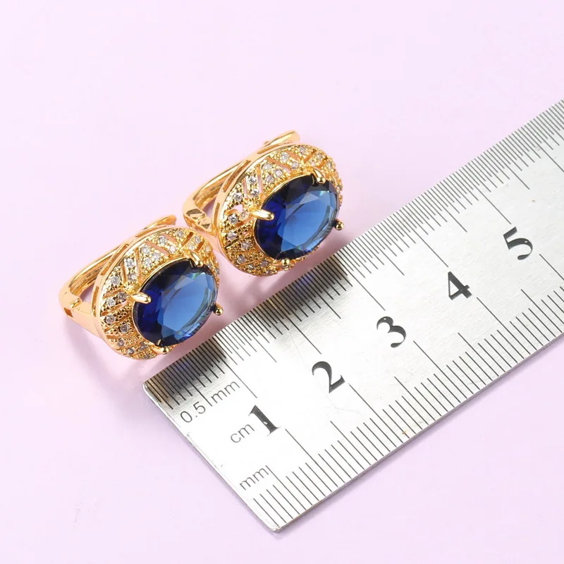 AAA + качество синий циркон золотой цвет Африканский набор украшений для женщин