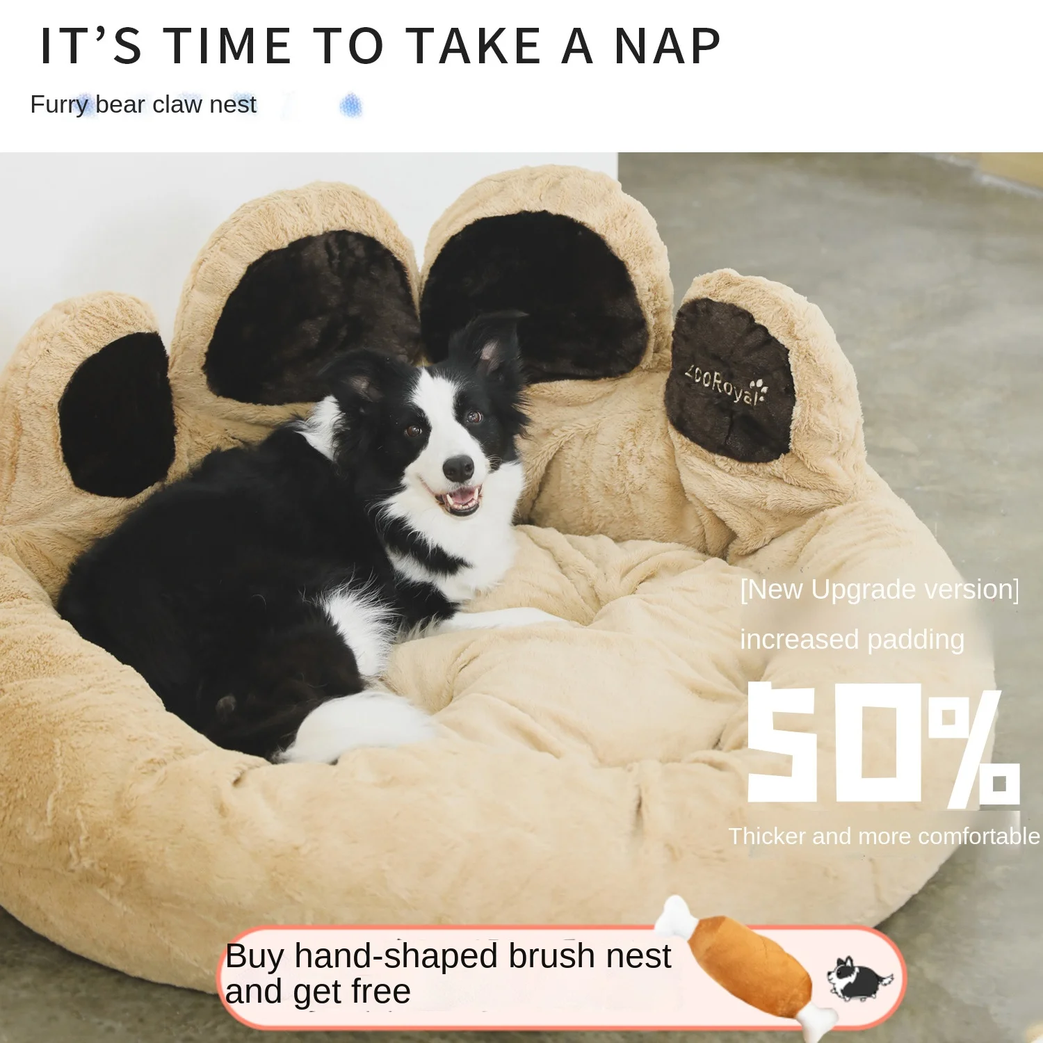 

FQ Cathouse Doghouse Pet Supplies Dog Bed Large Dog Four Seasons Universal Hand-Shaped Brush Nest Pet Pad Winter