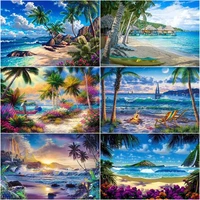 gatyztory 40x50cm diy painting by number sandy beach for adult kits home decor seascape drawing on canvas handpainted art gift