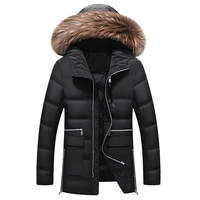 2019 winter jacket men big real fur collar hooded duck down jacket thick down jacket men warm coat 2xl 3xl hat detachable
